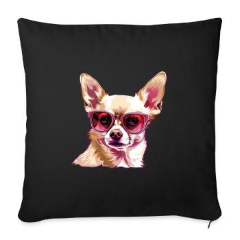Chihuahua, dog, sunglasses, summer - Sofa pillowcase 17,3'' x 17,3'' (45 x 45 cm) - black - Front