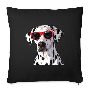 Dalmatien, chien, lunettes de soleil, été - Housse de coussin décorative 45 x 45 cm - noir - Devant