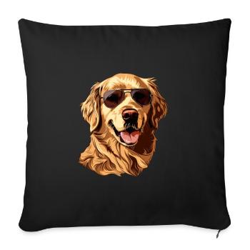 Golden Retriever, dog, sunglasses, summer - Sofa pillowcase 17,3'' x 17,3'' (45 x 45 cm) - black - Front