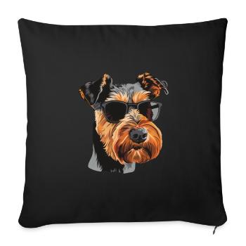 Airedale Terrier, Dog, Sunglasses, Summer - Sofa pillowcase 17,3'' x 17,3'' (45 x 45 cm) - black - Front