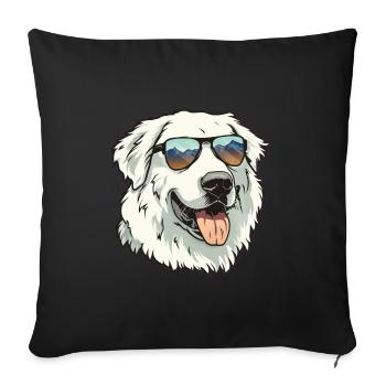 Pyrenäenberghund, Great Pyrenees, Hund - Sofakissenbezug 45 x 45 cm - Schwarz - Vorne
