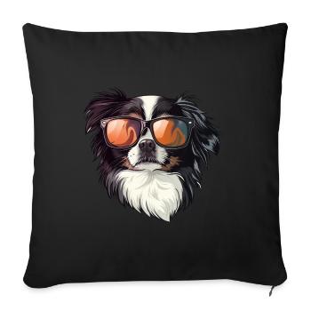 Japan chin, dog, sunglasses, summer, gift - Sofa pillowcase 17,3'' x 17,3'' (45 x 45 cm) - black - Front