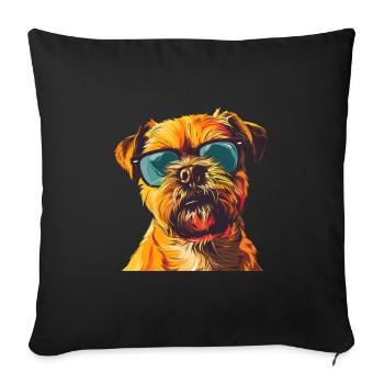Griffon Bruxellois, Brussles Griffon, Dog - Sofa pillowcase 17,3'' x 17,3'' (45 x 45 cm) - black - Front