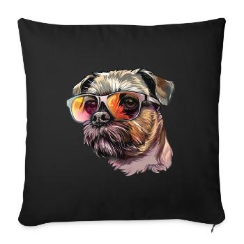 Belgian Dwarf Griffons, Brussles Griffon, Dog - Sofa pillowcase 17,3'' x 17,3'' (45 x 45 cm) - black - Front