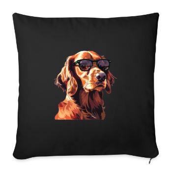Irish Setter, Dog, Sunglasses, Summer - Sofa pillowcase 17,3'' x 17,3'' (45 x 45 cm) - black - Front