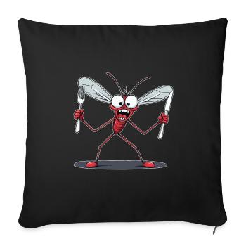 Moustique avec faim insecte suceur de sang moustique été - Housse de coussin décorative 45 x 45 cm - noir - Devant
