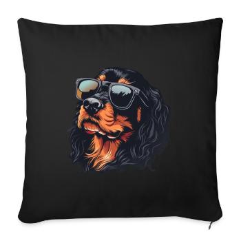 Gordon Setter, Dog, Sunglasses, Summer - Sofa pillowcase 17,3'' x 17,3'' (45 x 45 cm) - black - Front