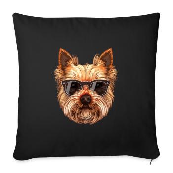 Norwich Terrier, Dog, Sunglasses, Summer - Sofa pillowcase 17,3'' x 17,3'' (45 x 45 cm) - black - Front