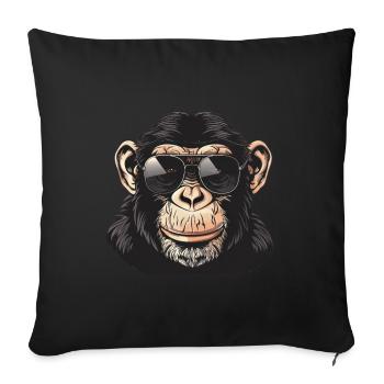 Schimpanse, affe, Sonnenbrille, Sommer, geschenk - Sofakissenbezug 45 x 45 cm - Schwarz - Vorne