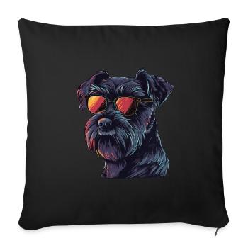 Schnauzer standard, Chien, Lunettes de soleil, Été - Housse de coussin décorative 45 x 45 cm - noir - Devant