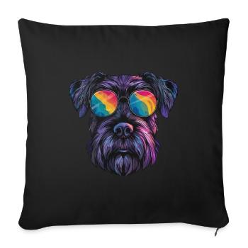Riesenschnauzer, Giant Schnauzer, Hund - Sofakissenbezug 45 x 45 cm - Schwarz - Vorne