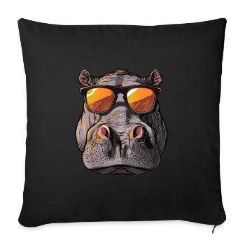 hippo, hippo, hippo, sunglasses, summer - Sofa pillowcase 17,3'' x 17,3'' (45 x 45 cm) - black - Front