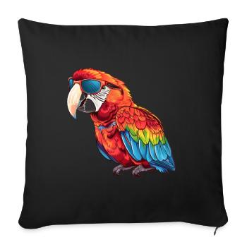 Perroquet, Oiseau, Tropical, Lunettes De Soleil, Été - Housse de coussin décorative 45 x 45 cm - noir - Devant