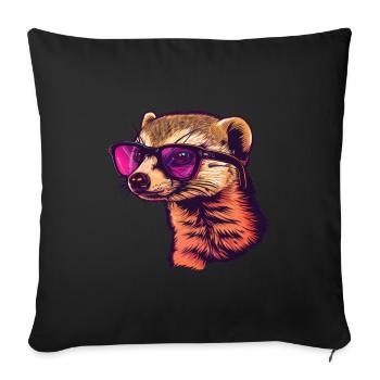 Mongoose, mongoose, sunglasses, summer, gift - Sofa pillowcase 17,3'' x 17,3'' (45 x 45 cm) - black - Front