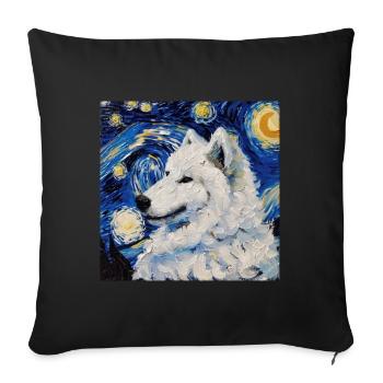 Samojede Samoyed Van Gogh Sternennacht Geschenk - Sofakissenbezug 45 x 45 cm - Schwarz - Vorne
