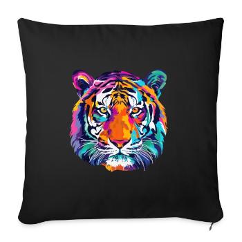 Tiger Multicolored Tiger Head - Sofa pillowcase 17,3'' x 17,3'' (45 x 45 cm) - black - Front