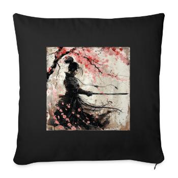 Japanese, Samurai, Cherry Blossom, Art, Ukiyo-E - Sofa pillowcase 17,3'' x 17,3'' (45 x 45 cm) - black - Front