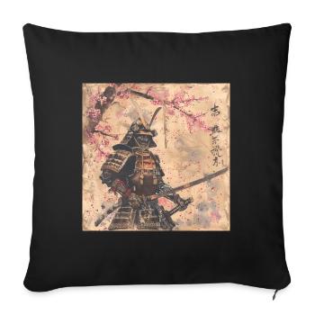 Japanese, Samurai, Cherry Blossom, Art, Ukiyo-E - Sofa pillowcase 17,3'' x 17,3'' (45 x 45 cm) - black - Front