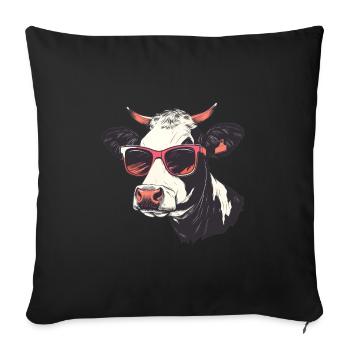 Lunettes de soleil vache - Housse de coussin décorative 45 x 45 cm - noir - Devant