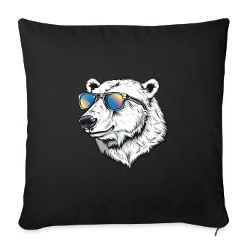 Polar Bear Funny Summer Sun - Sofa pillowcase 17,3'' x 17,3'' (45 x 45 cm) - black - Front