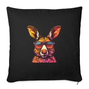 Lunettes de soleil kangourou drôle - Housse de coussin décorative 45 x 45 cm - noir - Devant