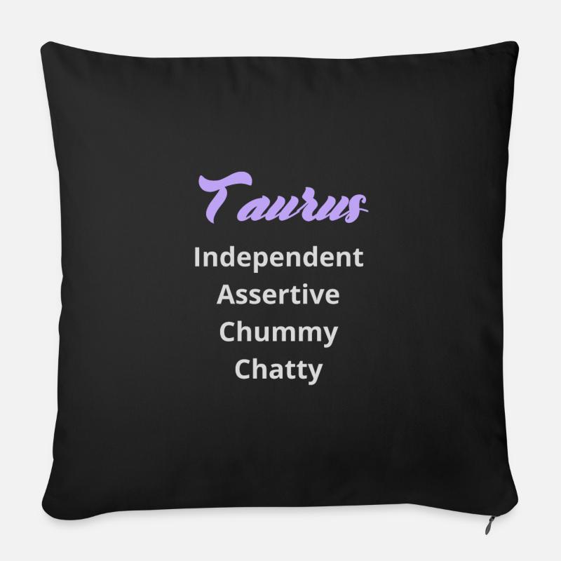 Logo signe astrologique "Taureau" - Housse de coussin décorative 45 x 45 cm - noir