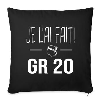 je l'ai fait GR20 Cadeau randonnée GR 20 Corse - Housse de coussin décorative 45 x 45 cm - noir - Devant
