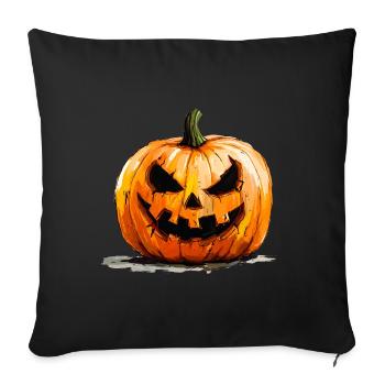 Pumpkin with grimace: The spooky Halloween decoration - Sofa pillowcase 17,3'' x 17,3'' (45 x 45 cm) - black - Front