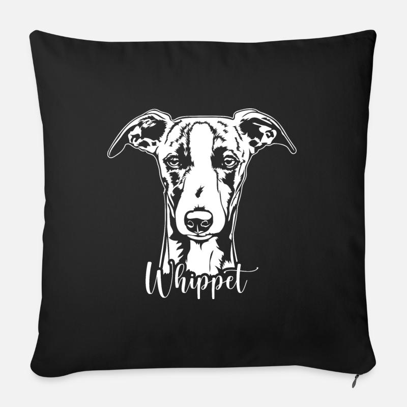 Whippet Portrait Hund Hunde Windhunde Wilsigns - Sofakissenbezug 45 x 45 cm - Schwarz