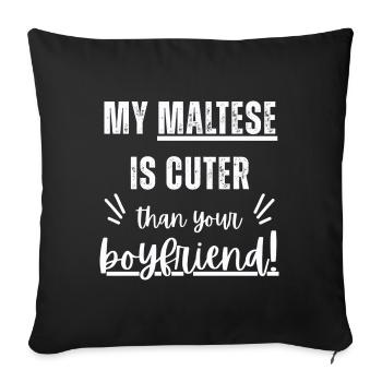 J’ai un mignon chien maltais - Housse de coussin décorative 45 x 45 cm - noir - Devant
