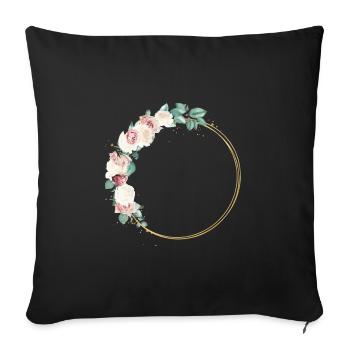 New roses wreath 1 - Sofakissenbezug 45 x 45 cm - Schwarz - Vorne
