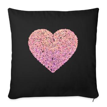 Heart in pink tones - Sofa pillowcase 17,3'' x 17,3'' (45 x 45 cm) - black - Front
