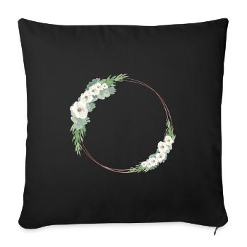 Customizable rose gold green white floral wreath - Sofa pillowcase 17,3'' x 17,3'' (45 x 45 cm) - black - Front