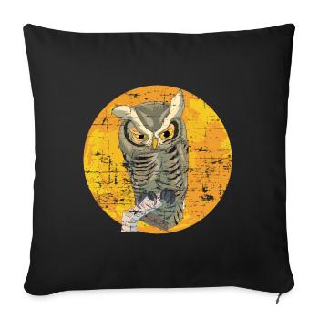 Night Owl Animal Motif Gift Owl - Sofa pillowcase 17,3'' x 17,3'' (45 x 45 cm) - black - Front