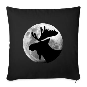 L’orignal dans la forêt de pleine lune animal - Housse de coussin décorative 45 x 45 cm - noir - Devant