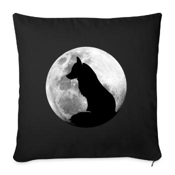 Fox in the Full Moon Forest Animals Fox - Sofa pillowcase 17,3'' x 17,3'' (45 x 45 cm) - black - Front