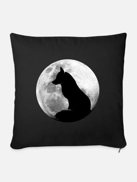 Fuchs im Vollmond Wald Tiere Fuchs - Sofakissenbezug 45 x 45 cm - Schwarz