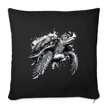 La tortue - Housse de coussin décorative 45 x 45 cm - noir - Devant