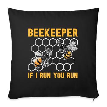 Quand je cours, tu cours abeille trop drôle apiculteur - Housse de coussin décorative 45 x 45 cm - noir - Devant