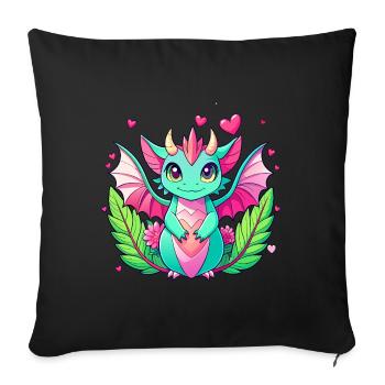 Dragon coloré - Housse de coussin décorative 45 x 45 cm - noir - Devant