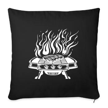 Grill Icon Logo Fire Grilling - Sofa pillowcase 17,3'' x 17,3'' (45 x 45 cm) - black - Front