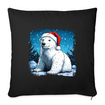 Santa Claus Polar Bear - Sofa pillowcase 17,3'' x 17,3'' (45 x 45 cm) - black - Front