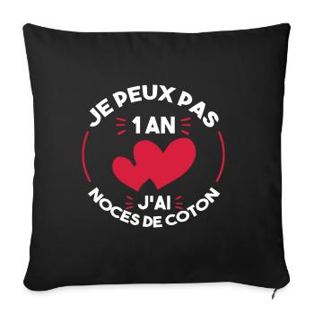 Je peux pas j'ai noces de coton - Housse de coussin décorative 45 x 45 cm - noir - Devant