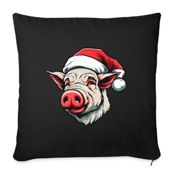 Pig Christmas Animal Head Sow - Sofa pillowcase 17,3'' x 17,3'' (45 x 45 cm) - black - Front