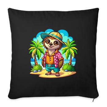 Paresseux mignon des vacances - Housse de coussin décorative 45 x 45 cm - noir - Devant