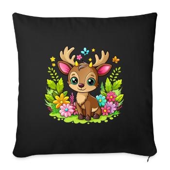 Cute Baby Moose - Sofa pillowcase 17,3'' x 17,3'' (45 x 45 cm) - black - Front