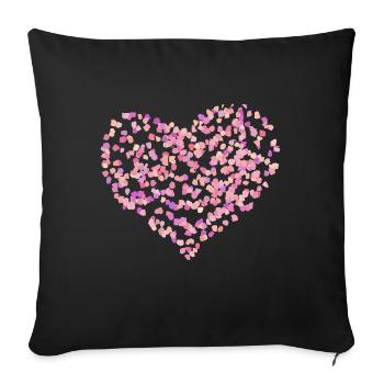fleur feuilles coeur - Housse de coussin décorative 45 x 45 cm - noir - Devant