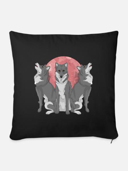 Wolf - Sofakissenbezug 45 x 45 cm - Schwarz