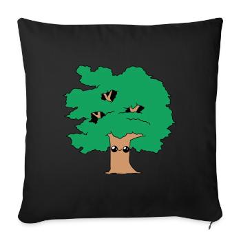 Baum lächelnder süßer Bäume kawaii niedlich - Sofakissenbezug 45 x 45 cm - Schwarz - Vorne