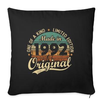 Vintage Rétro Cadeau D’anniversaire 1992 Vintage - Housse de coussin décorative 45 x 45 cm - noir - Devant